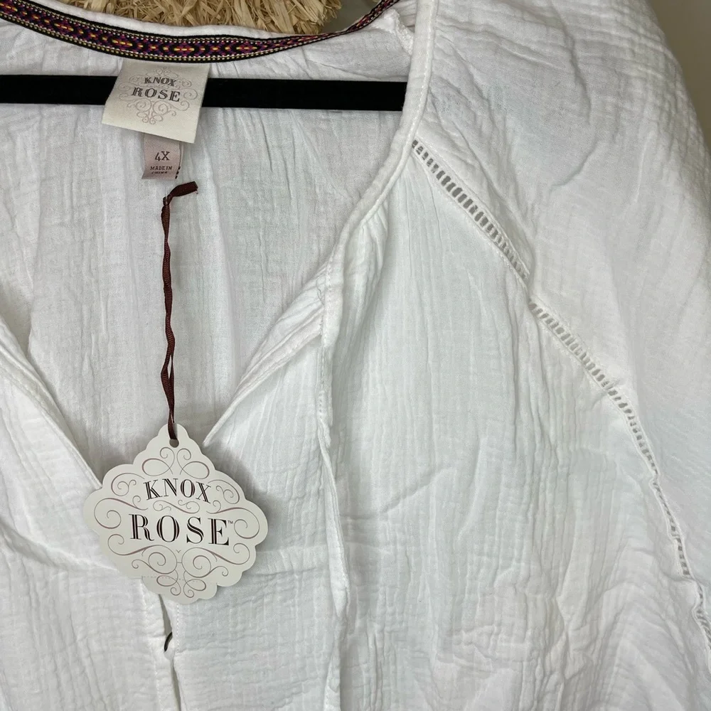 NWT 4X Knox Rose Women's Short Sleeve Gauze Romper White - Picture 4 of 8